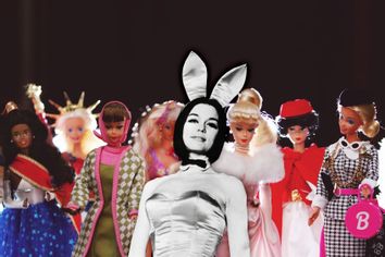 Gloria Steinem Wearing Playboy Bunny Costume; Barbies