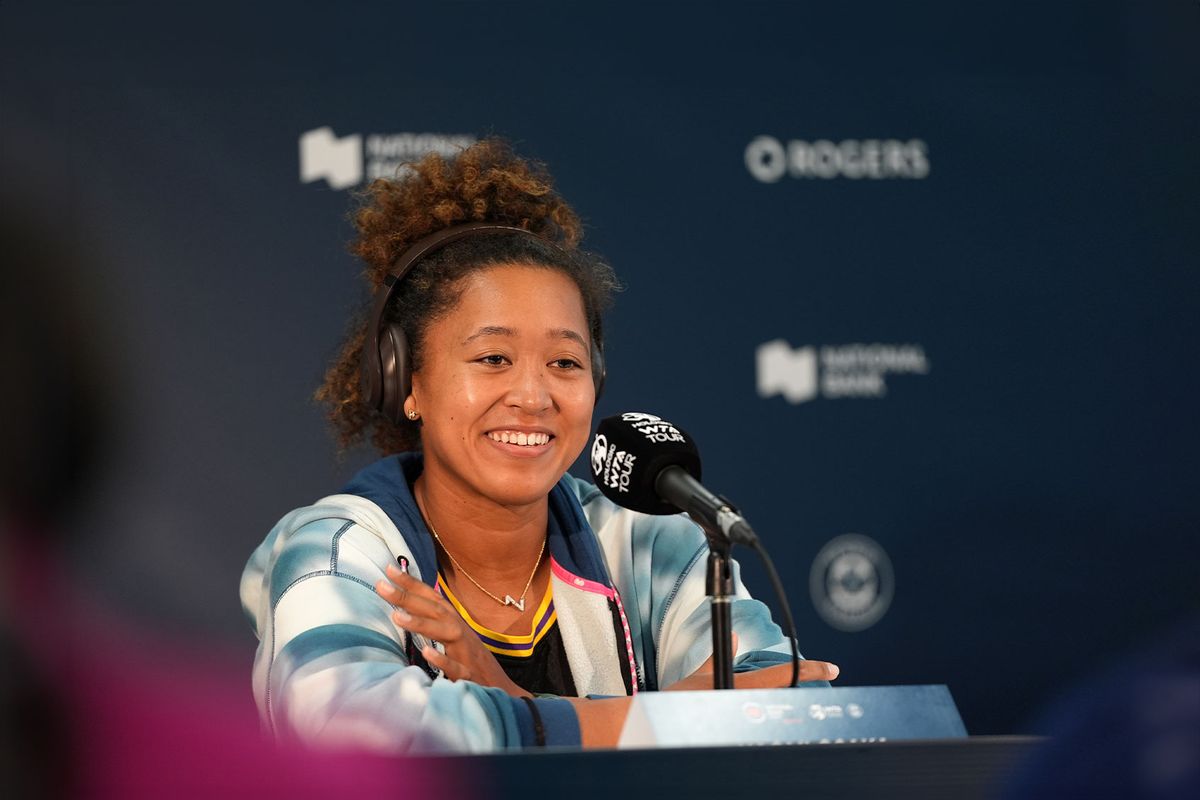 Naomi Osaka of Japan speaks during a press conference after her match against Ons Jabeur of Tunisia during day 2 of the WTA 1000 National Bank Open tennis tournament at Sobeys Stadium in Toronto, Ontario on August 7, 2024. (Mert Alper Dervis/Anadolu via Getty Images)